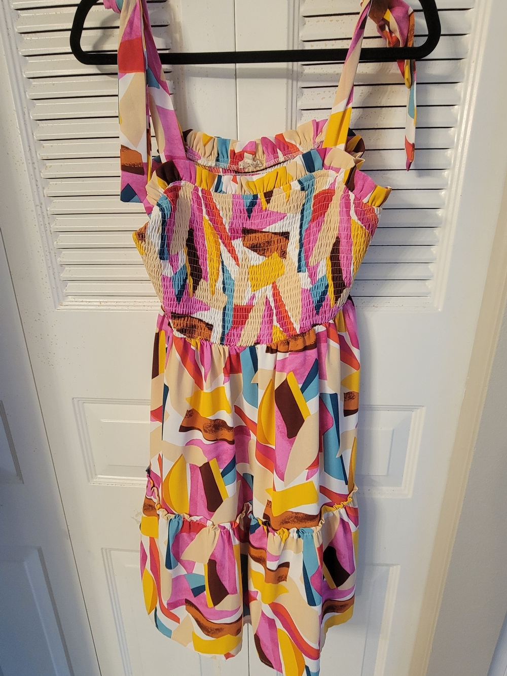 JODIFL Pink Yellow Blue Abstract Print Sundress